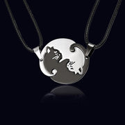 Couples Necklaces Black & White Classic Yin Yang Animal Cat Pendant Necklace