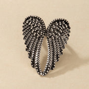 Vintage Silver Angel Wings Metal Ring