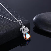 Swan Sterling Silver Necklace with  Crystals