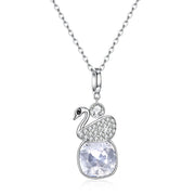 Swan Sterling Silver Necklace with  Crystals