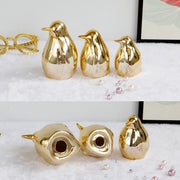 Gold Ceramic Penguin Fake Animal Statue