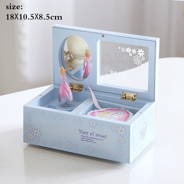 Classic Rotating Dancer Ballerina Piano Music Box Clockwork Plastic Jewelry Box Girls Hand Crank Music Mechanism Christmas Gift