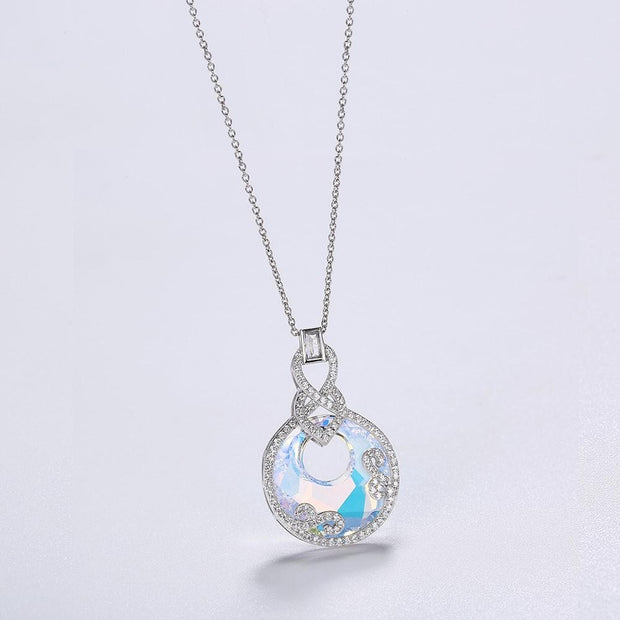 Aurora Borealis Crystal Sterling Silver Necklace with  Crystals