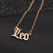 Twelve Constellation Retro Zodiac English Letter Alphabet Necklaces For Women