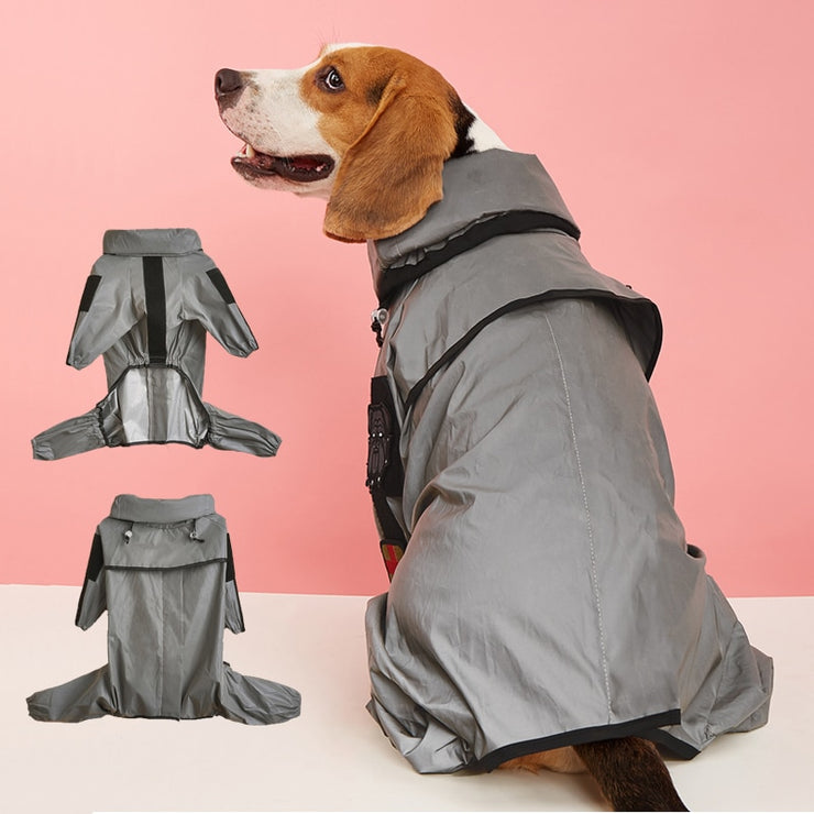 Reflective Pet Dog Raincoat Outdoor Sunscreen High Collar Pet Jumpsuit