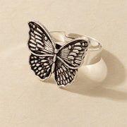 Vintage Silver Angel Wings Metal Ring