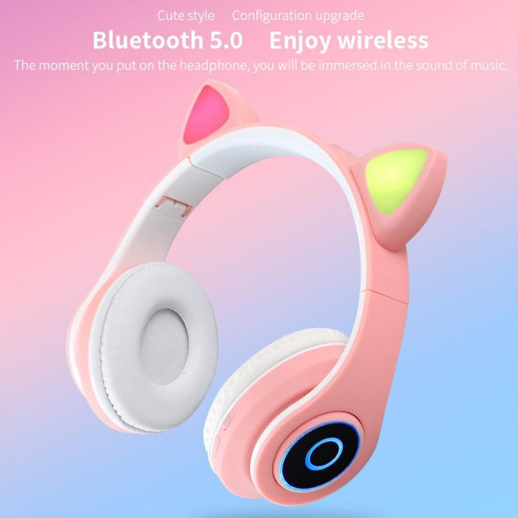 New Arrival LED Cat Ear Noise Cancelling Headphones Bluetooth 5.0 Young People Kids Headset Support TF Card 3.5mm Plug with Mic