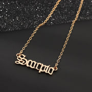 Twelve Constellation Retro Zodiac English Letter Alphabet Necklaces For Women