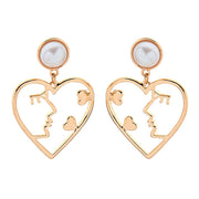 2019 Korean Fashion Jewelry Gold Color Alloy Face Dangle Earrings