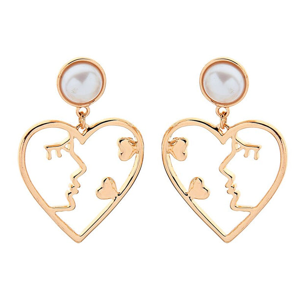 2019 Korean Fashion Jewelry Gold Color Alloy Face Dangle Earrings