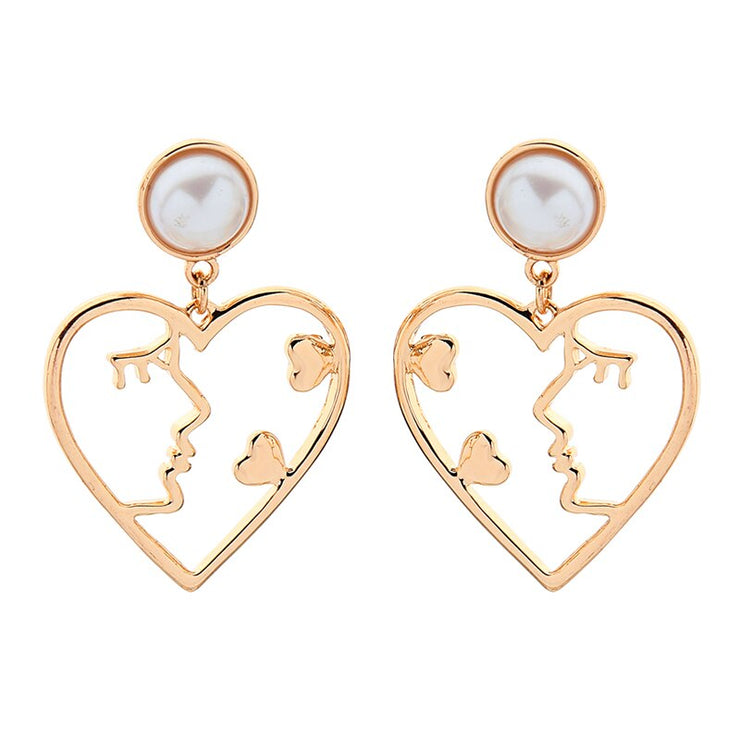 2019 Korean Fashion Jewelry Gold Color Alloy Face Dangle Earrings