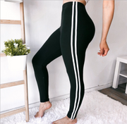 Women Camo Legging Two Side White Stripes Skinny Leggings