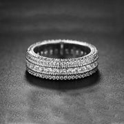 Classic Diamond Created Eternity Princess Cut Ring in 18K White Gold Plated