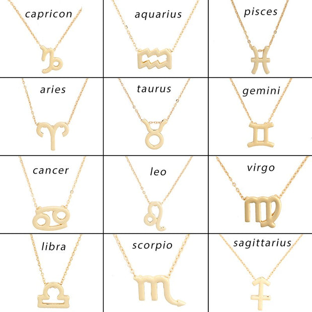 Gold Zodiac Pendant Necklace For Women