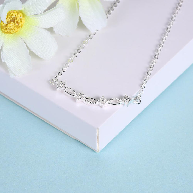 Sterling Silver Necklace with  Crystals