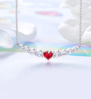 Austrian Crystal 8.00 CT Ruby Heart  Necklace