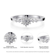 Luxury Female Flower Snowflake Ring