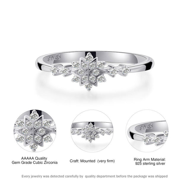 Luxury Female Flower Snowflake Ring