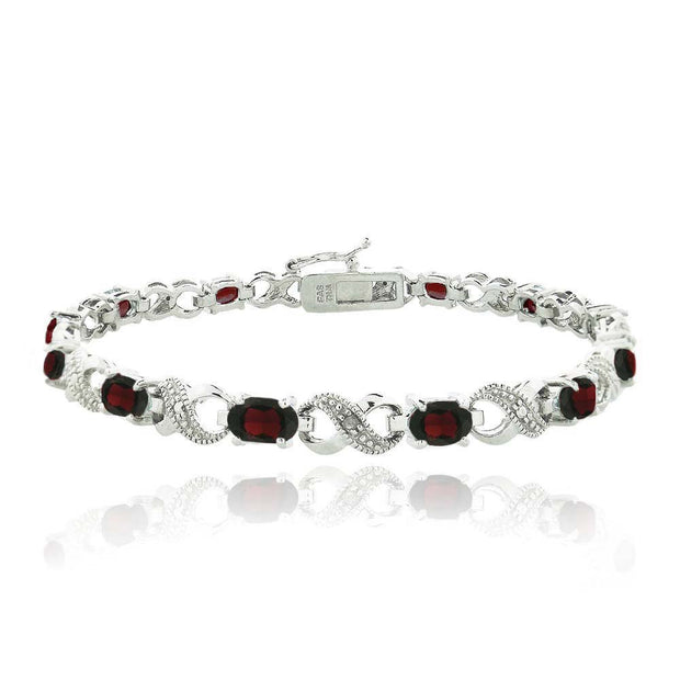 10.00 Ct Genuine Ruby Infinity Bracelet embellished With Crystals In 18k White Gold Filled