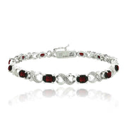 10.00 Ct Genuine Ruby Infinity Bracelet embellished With Crystals In 18k White Gold Filled