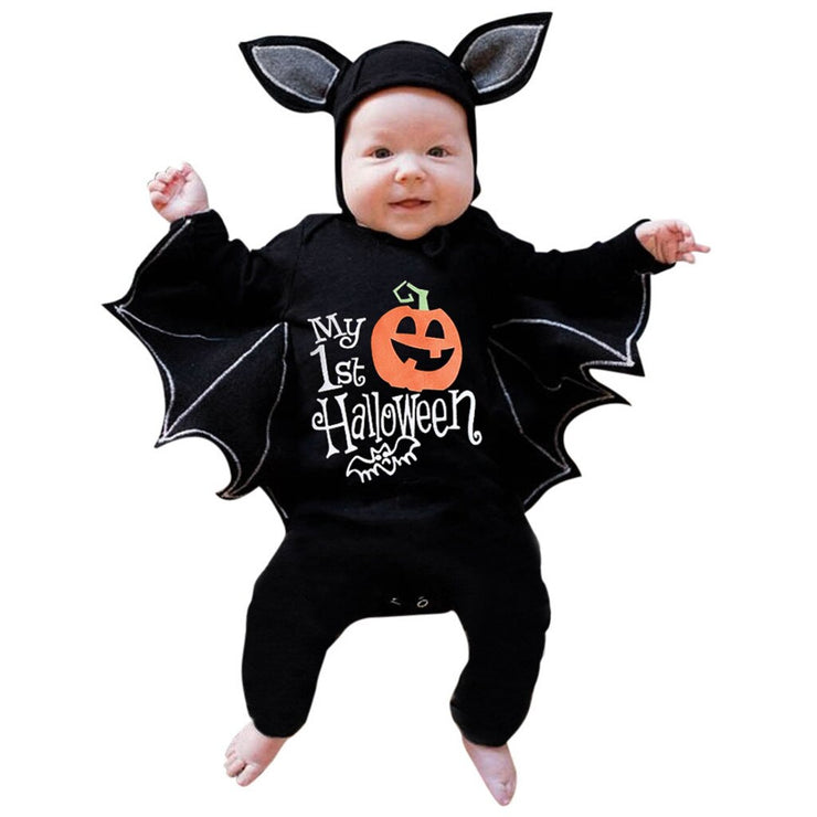 Novelty Baby's Romper Toddler Newborn Baby Boys Girls Halloween Cosplay Costume Romper Hat Outfits Batwing Sleeve Baby Clothing