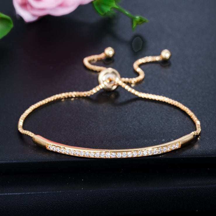 Women Captivate Bar Slider Brilliant Rose Gold Color Jewelry