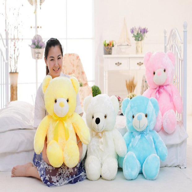 Creative light LED inductive stuffed animals plush colorful bright teddy bear