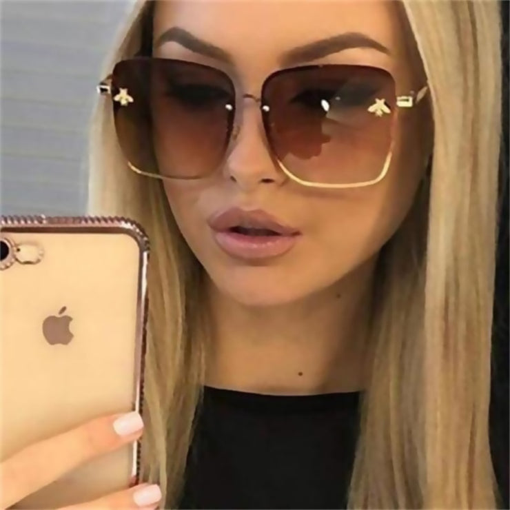 Lady Oversize Rimless Square Sunglasses