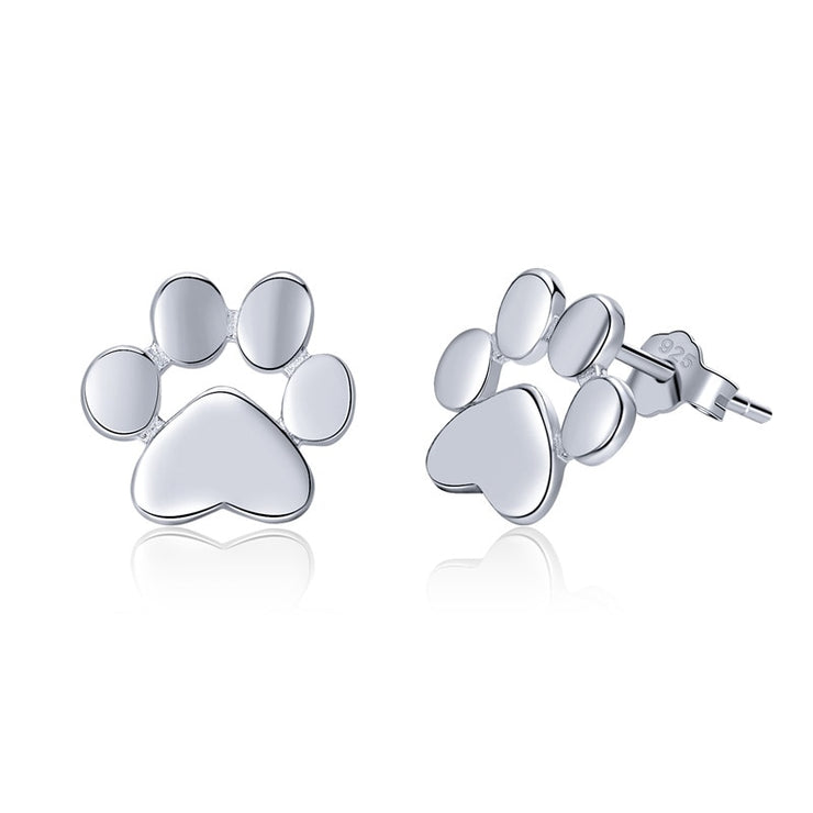 Sterling Silver Paw Stud Earrings