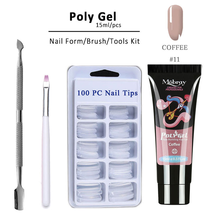 Poly Gel LED Clear UV Gel Varnish Nail Polish Art Kit