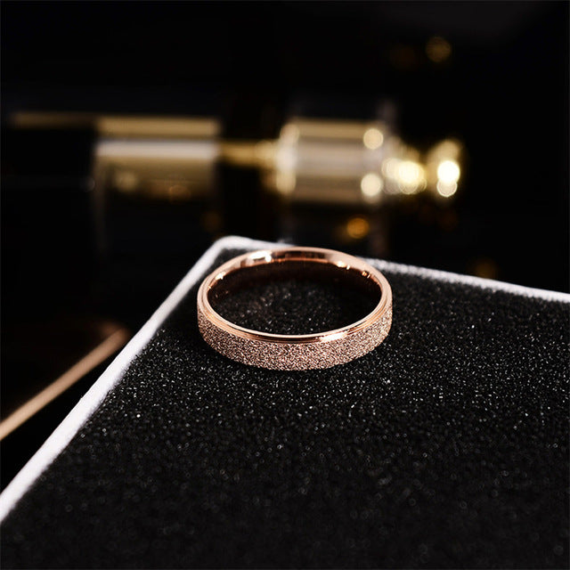 Rose Gold Color Frosted Finger Ring for Woman Man