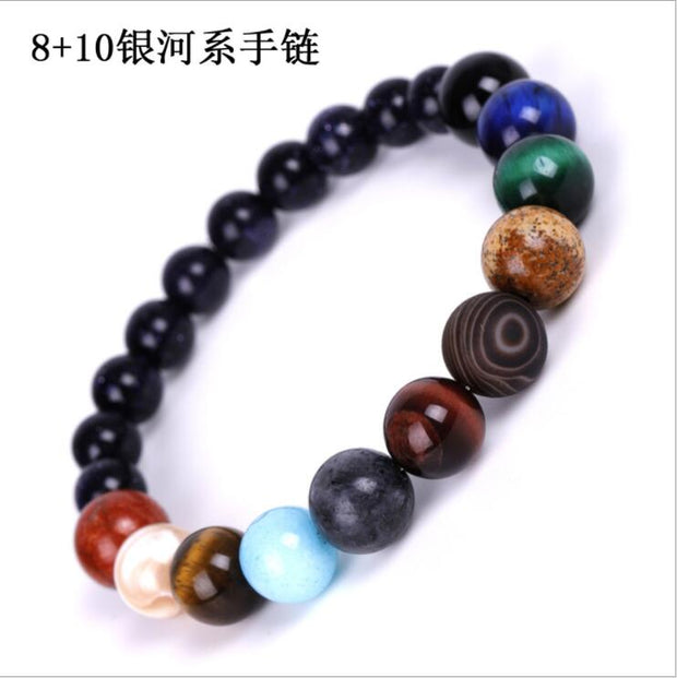 Galaxy Solar System Universe Nine Planets Natural Stone Bracelet