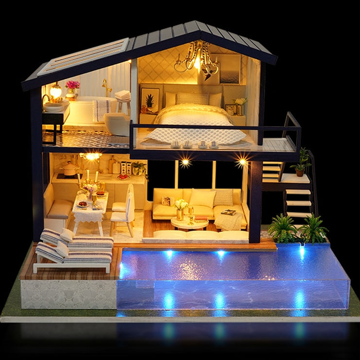 CUTEBEE Doll House Miniature DIY Dollhouse With Furnitures Wooden House Toys For Children Birthday Gift A066