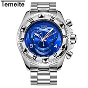 Men Quartz Clock Vintage Watch  With Stainless Steel Strap