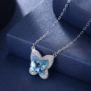 Pave Butterfly Sterling Silver Necklace with  Crystals