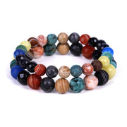 Galaxy Solar System Universe Nine Planets Natural Stone Bracelet