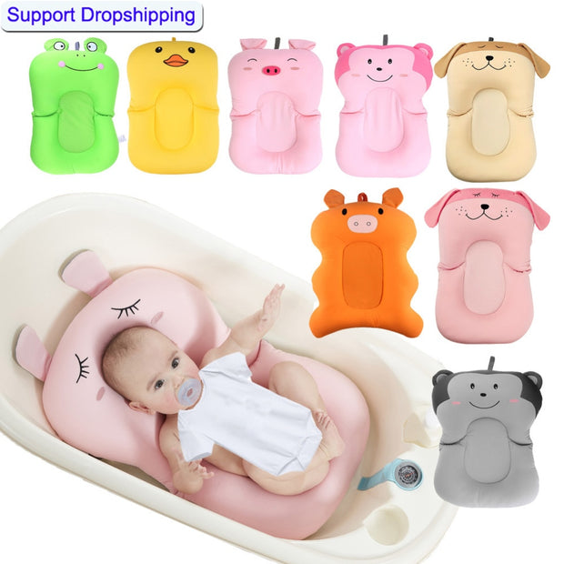 Foldable newborn bathtub, infant seat, with cushion, chair and shelf, bath mat