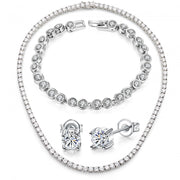 Bubble Tennis Bracelet Tennis Necklace 6mm Stud Earring embellished With Crystals In 18k White Gold Filled