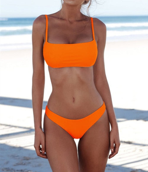 New Solid Sexy Bikini Set Women Swimming Suit Fashion Swimsuit Two-Piece Swimwear Bathing Suit Female Biquini Plus Size XL Sets