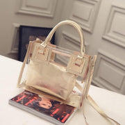 2pcs Women Fashion Shoulder Bag Clear Jelly  Transparent Handbag