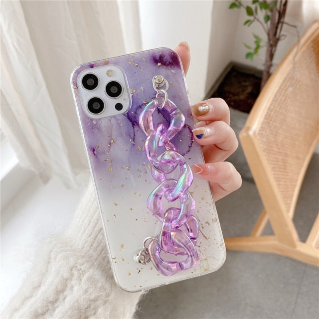 Purple Bracelet Marble Texture Phone Case for iPhone