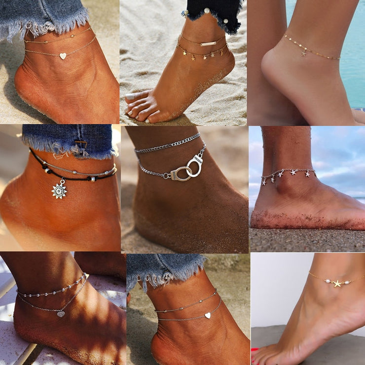 Boho Style Star Anklet Fashion Multilayer Foot Chain