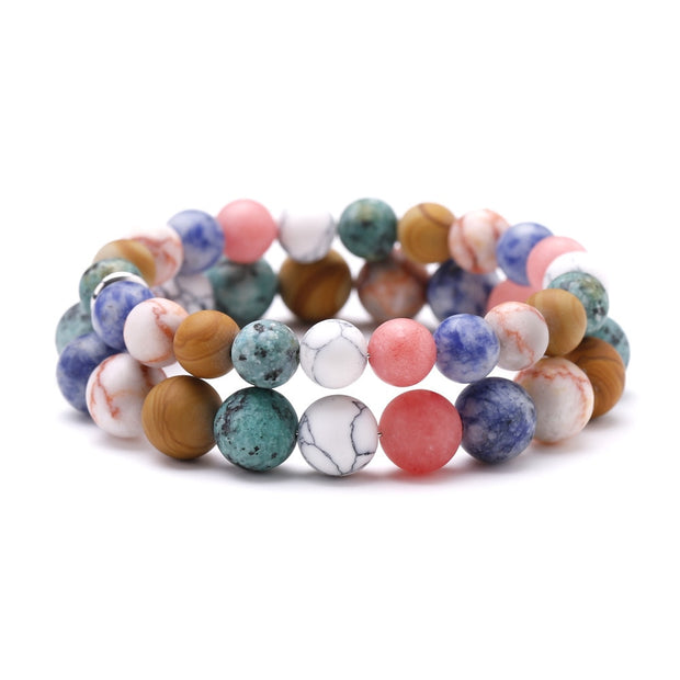 Galaxy Solar System Universe Nine Planets Natural Stone Bracelet