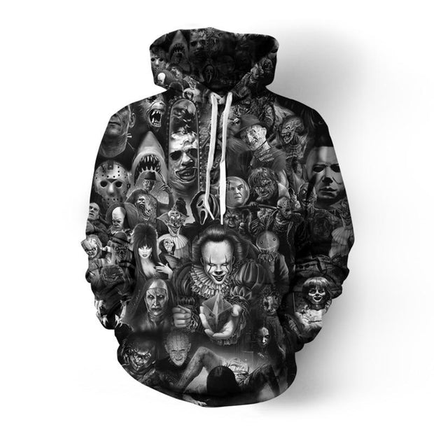 Unisex 3D Digital Print Horror Hoodies