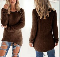 Women Loose Long Sleeve Solid Warm Pullovers