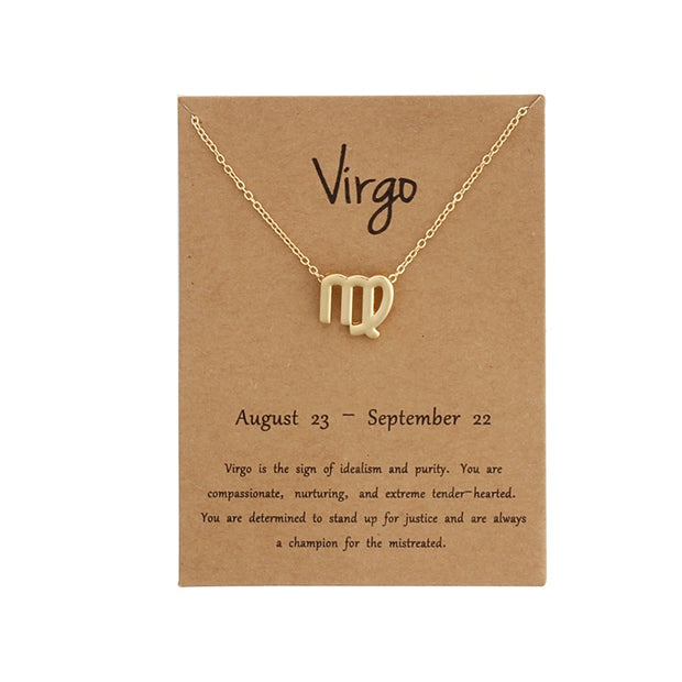 Gold Zodiac Pendant Necklace For Women