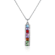 Red Light Green Light 1 2 3 Sterling Silver Necklace with  Crystals