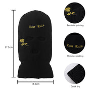 1Pc Embroidery Balaclava Face Mask 3-Hole for Cold Weather, Winter Ski Mask for Men and Women Thermal Cycling Mask Christmas Gif