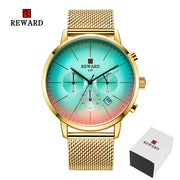 New Fashion Color Bright Glass Watch Men Top Luxury Brand Chronograph