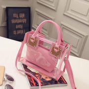 2pcs Women Fashion Shoulder Bag Clear Jelly  Transparent Handbag